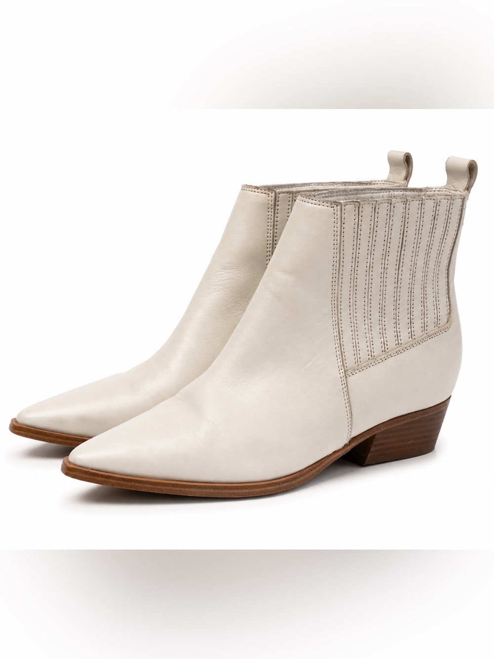 Marc Fisher off-white Genuine Leather Ankle Boots size 6.5 western southwestern - Picture 3 of 17